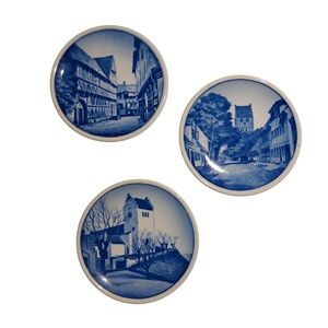Royal Copenhagen Blue and White Decorative Plates Set Of 3 Vintage